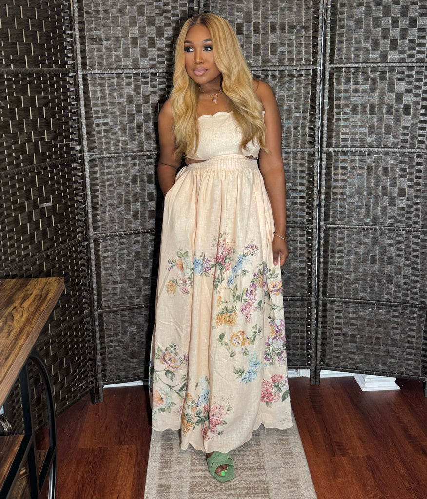 Flower Bomb Linen Maxi Dress
