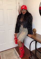 Fauxy Lady Feathery Crop Jacket (Black)