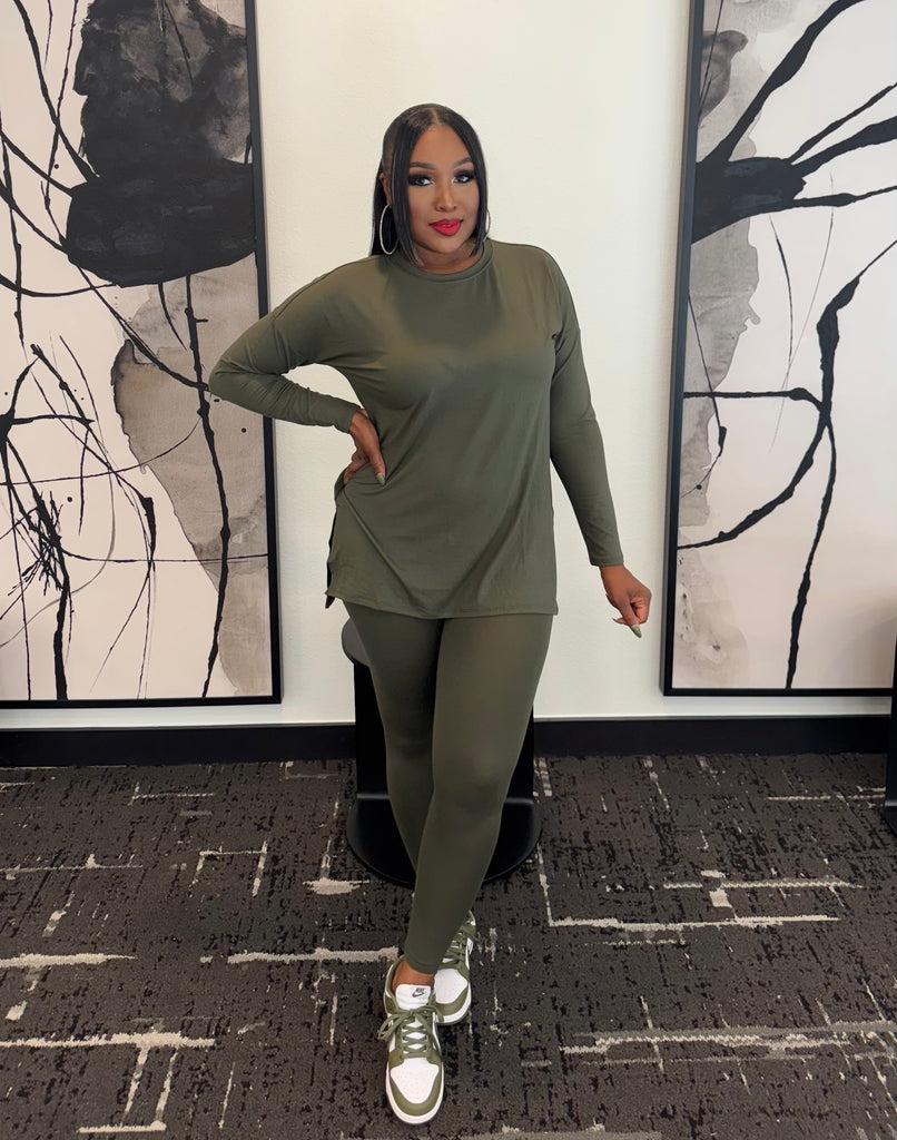 Glam & Go Legging Set (Olive)