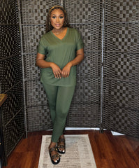 Glam & Go Legging Set (Army Green)