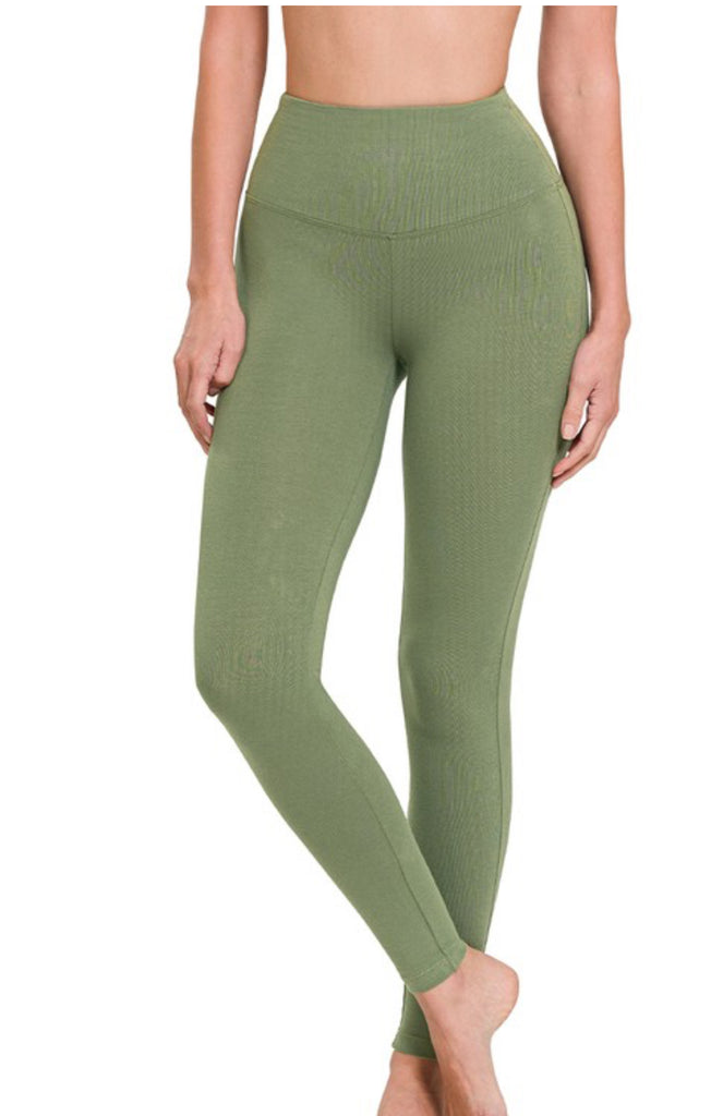 High Waist Cotton Leggings- Lt Olive (Sizes LG & XL ONLY) – Dash Of Glam  Beautique