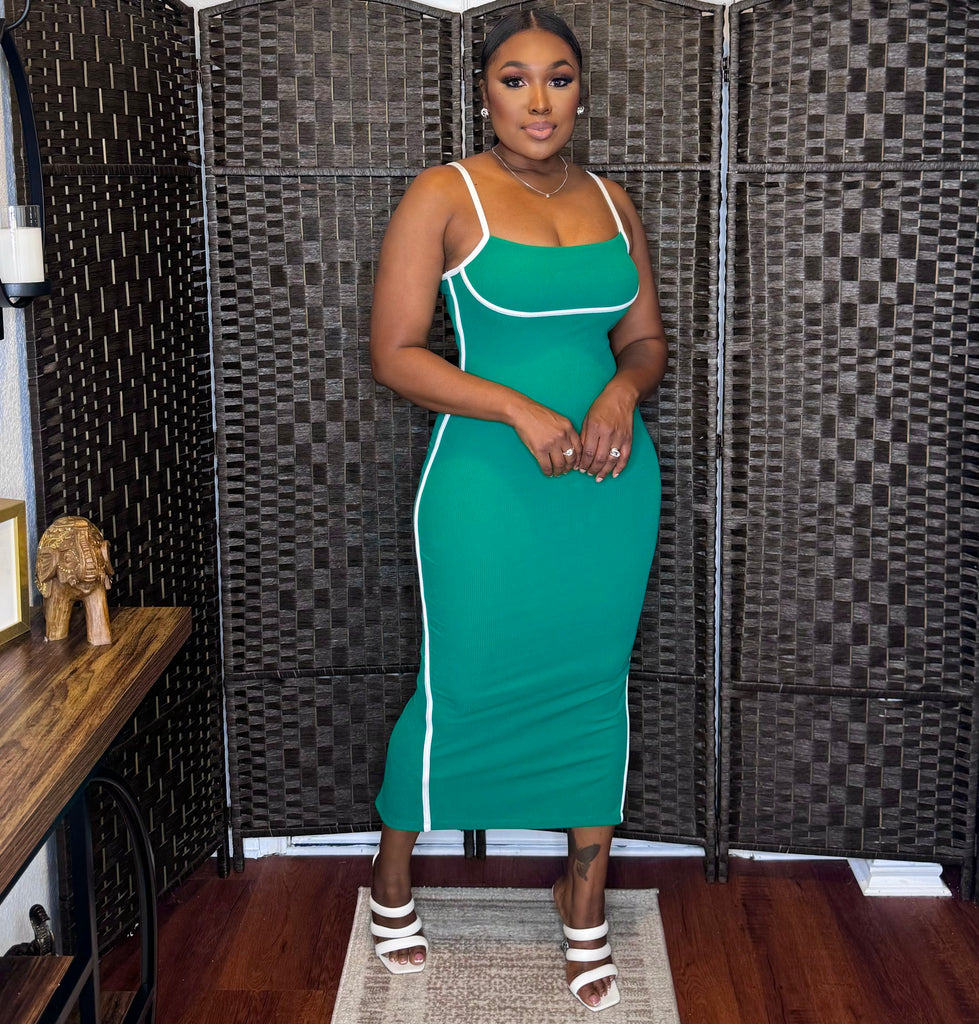 Spring Daze Midi Dress (Green)