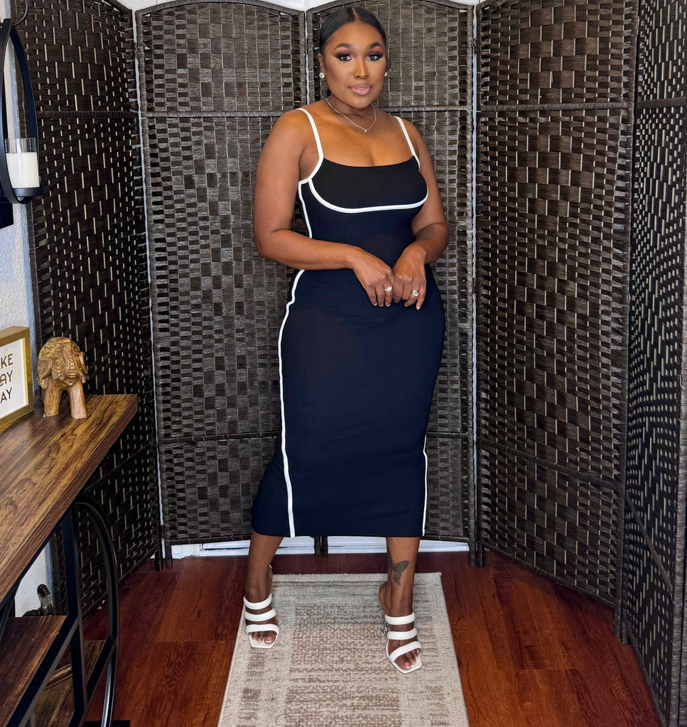 Spring Daze Midi Dress (Black)