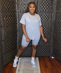Glam & Chill Biker Short Set (Heather Gray)
