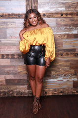 Asia Satin Off The Shoulder Top