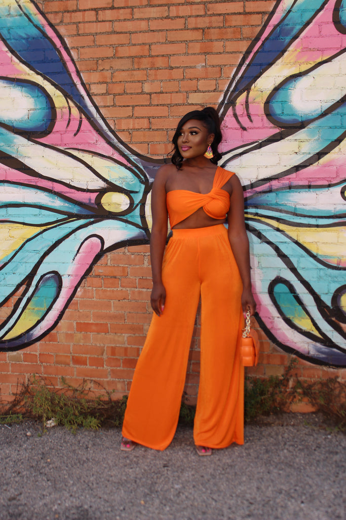 Glamour Girl Pant Set (Neon Orange)