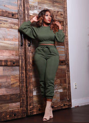 Glam N Comfy Jogger Set (Olive)