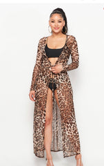 Leopard Mesh Cover Up Robe