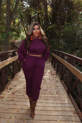 Glam N Comfy Jogger Set (DK Plum)